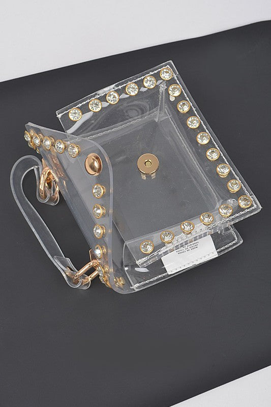 Mini Rhinestone Studded Clear Stadium Bag