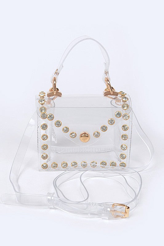 Mini Rhinestone Studded Clear Stadium Bag