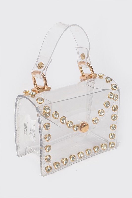 Mini Rhinestone Studded Clear Stadium Bag