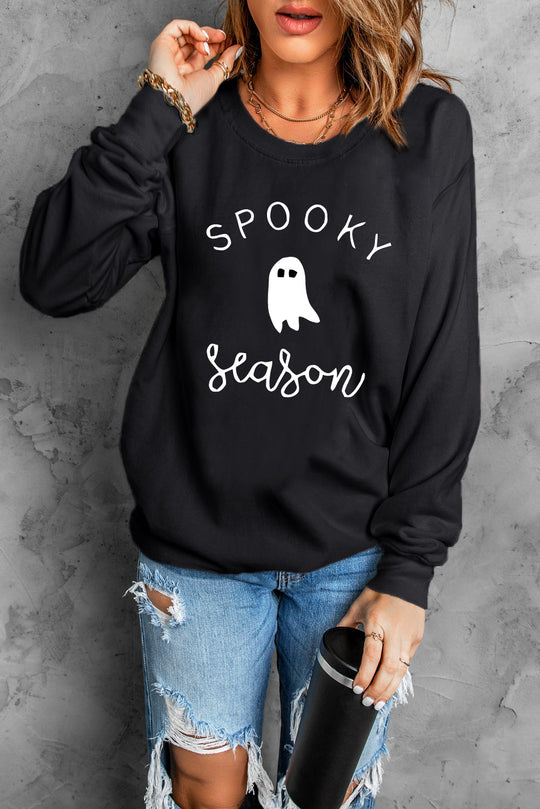  "SPOOKY" Season Ghost Graphic Sweatshirt