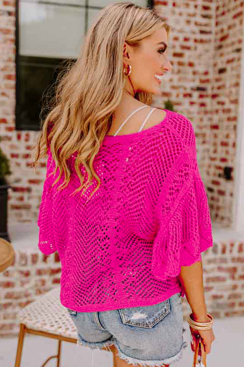 Rose Pink Pointelle Knit Top