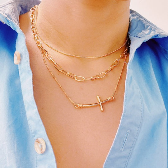  Layered Cross Chain Necklace