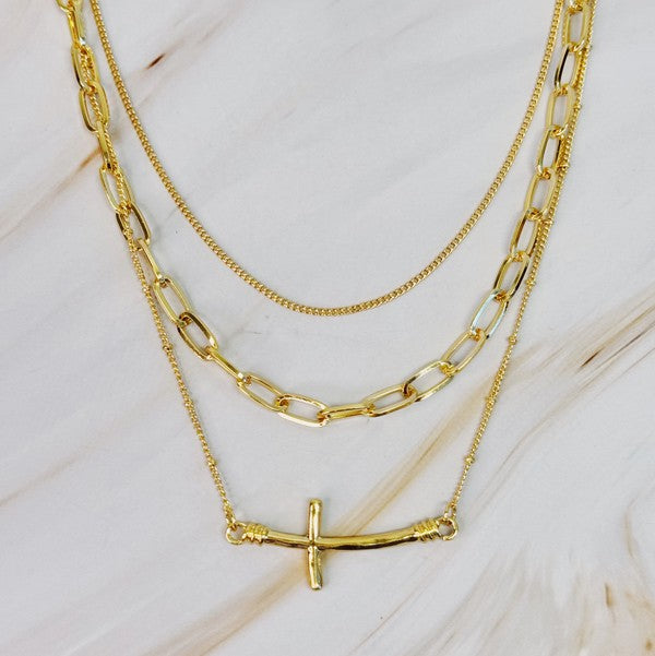  Layered Cross Chain Necklace