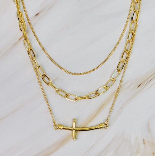  Layered Cross Chain Necklace