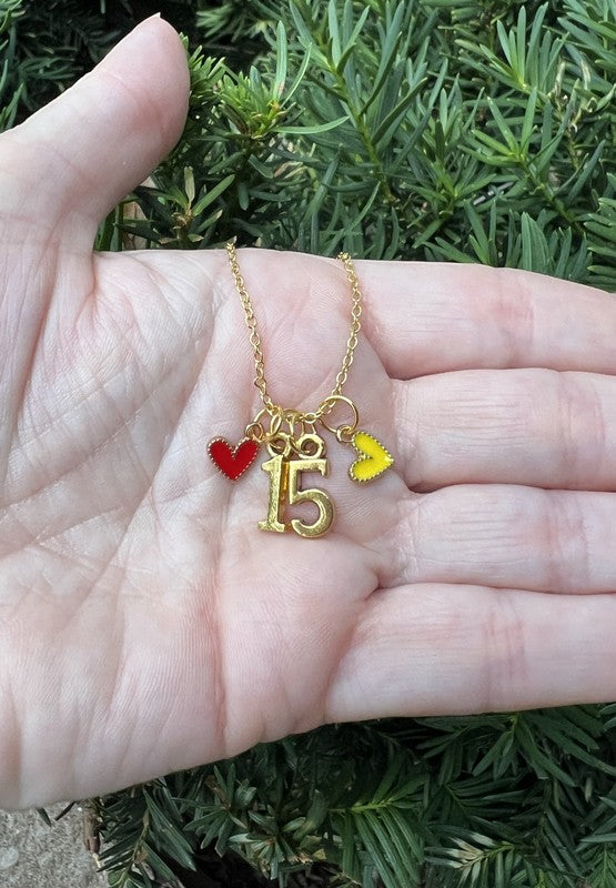 Gold 15 Mahomes Kansas City Charm Necklace Chiefs