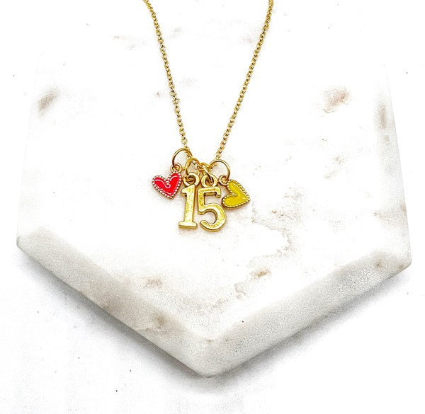 Gold 15 Mahomes Kansas City Charm Necklace Chiefs