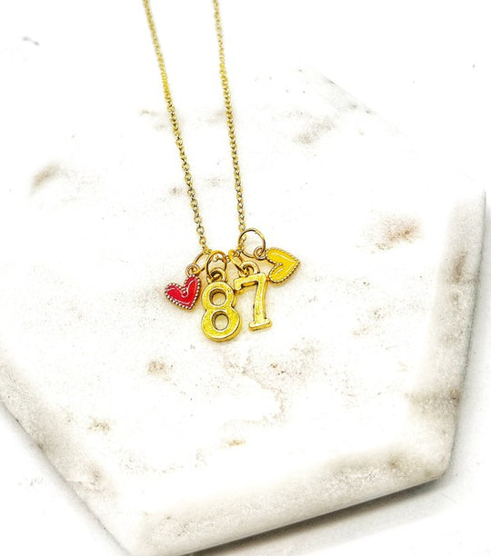 Gold 87 Kelce Kansas City Charm Necklace Chiefs