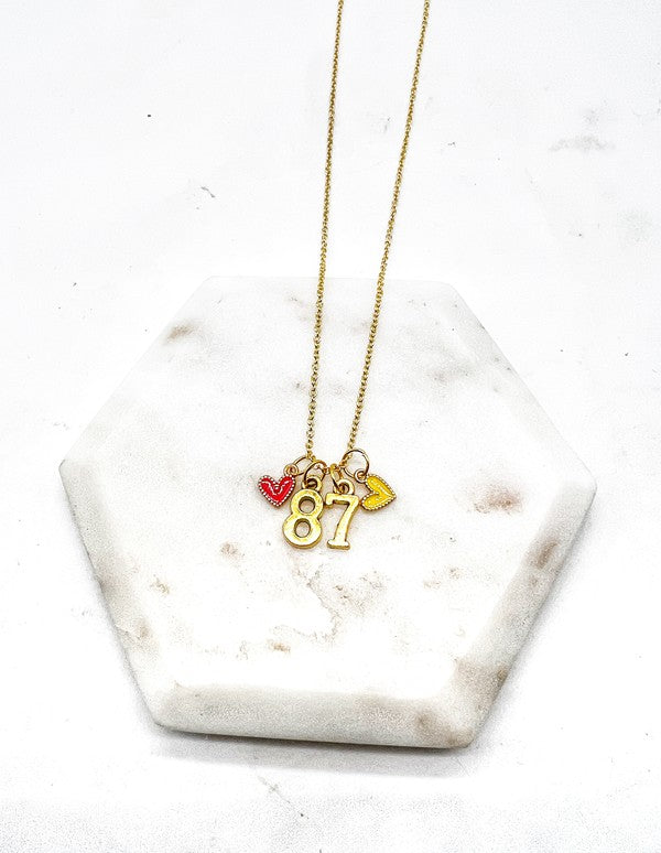 Gold 87 Kelce Kansas City Charm Necklace Chiefs