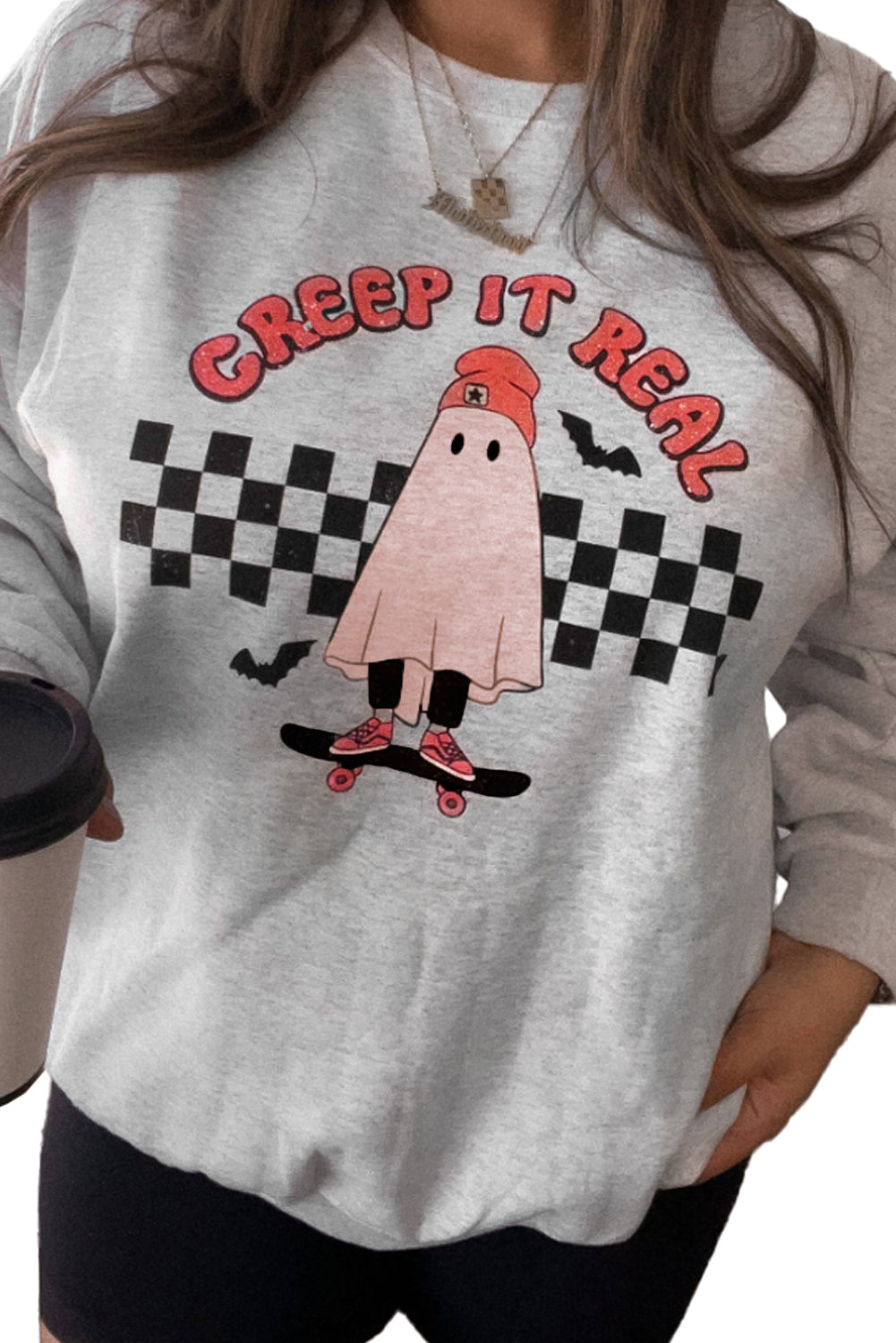 Halloween Ghost "Creep It Real" Plus Size Sweatshirt