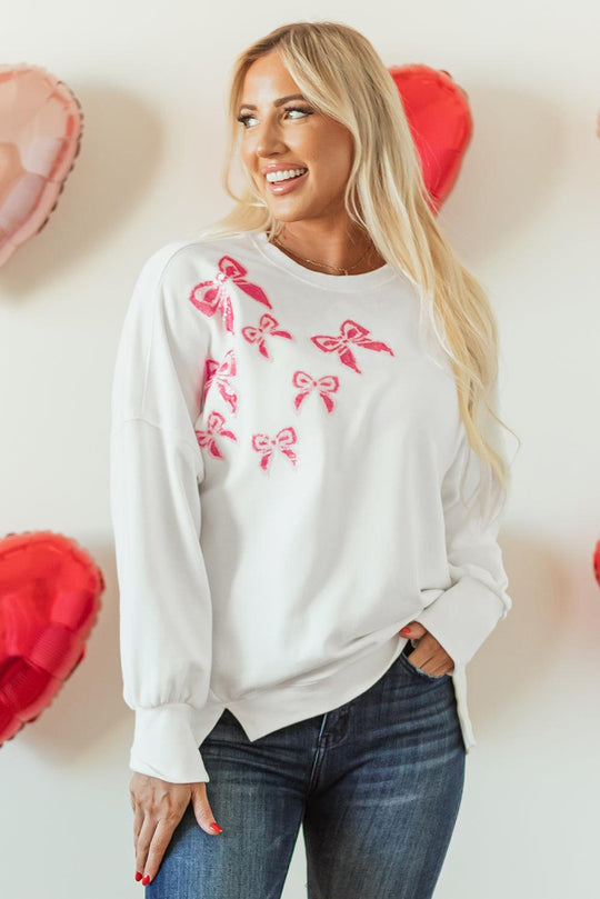 Sequin Designer Bows Oversize Sweatshirt