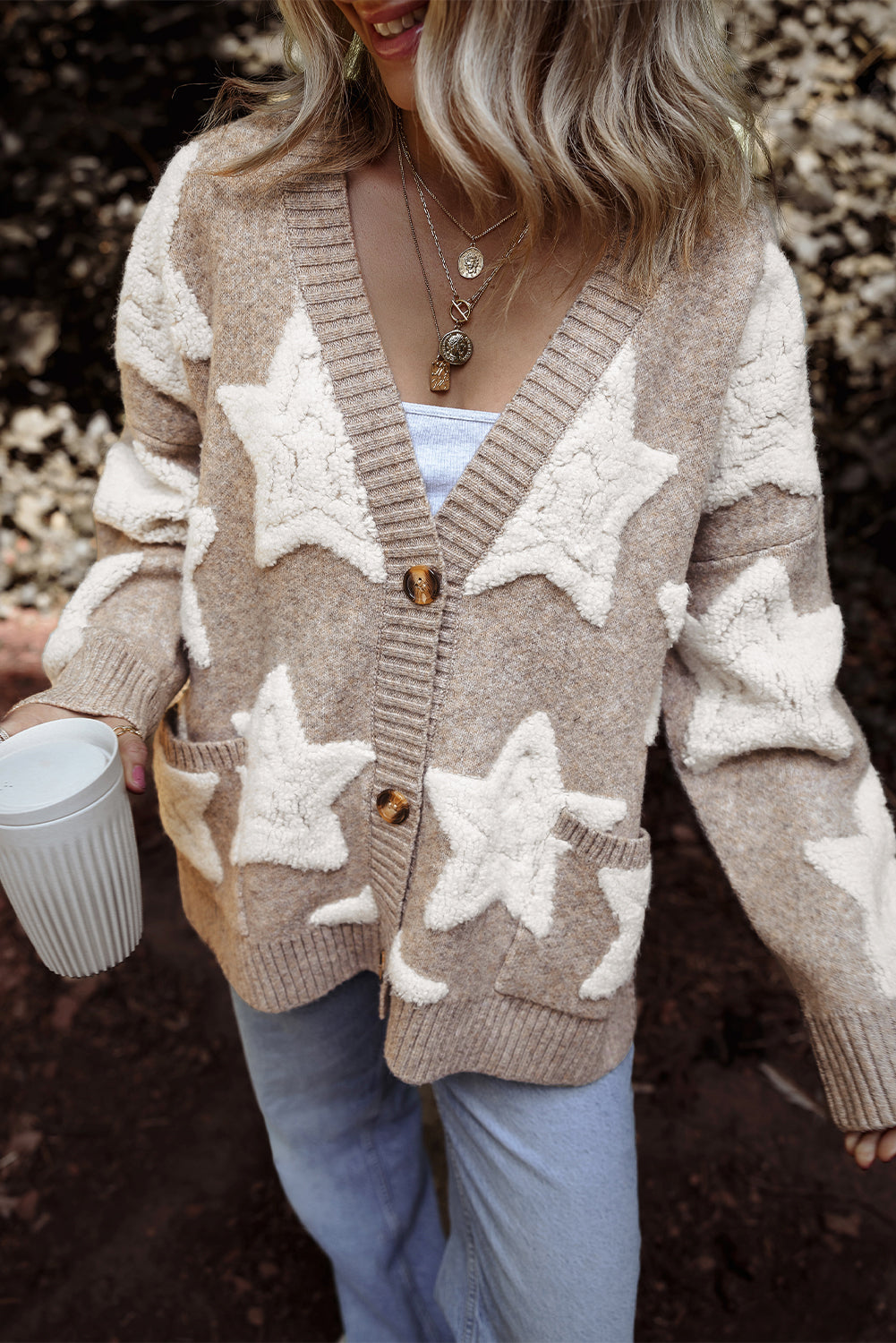 Debra Tan Sherpa Star Sweater Cardigan 