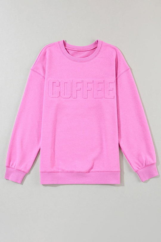 Bright Pink MAMA Letter Embossed Casual Sweatshirt