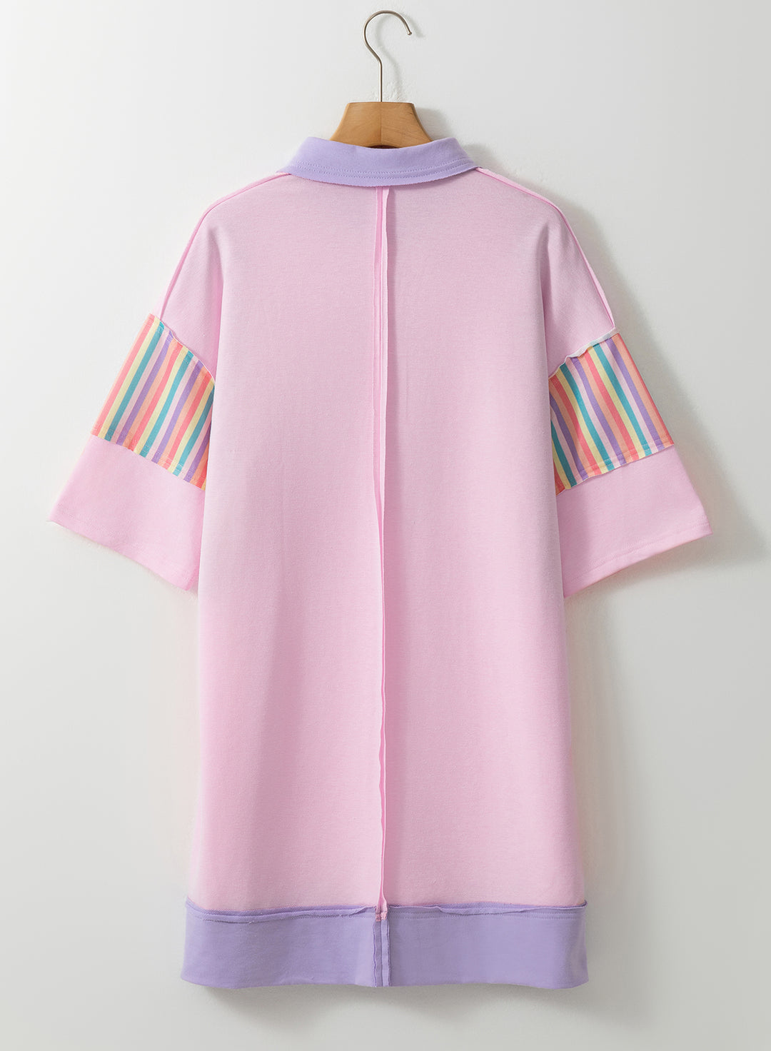 Pink Multicolor Rainbow Stripe T Shirt Dress