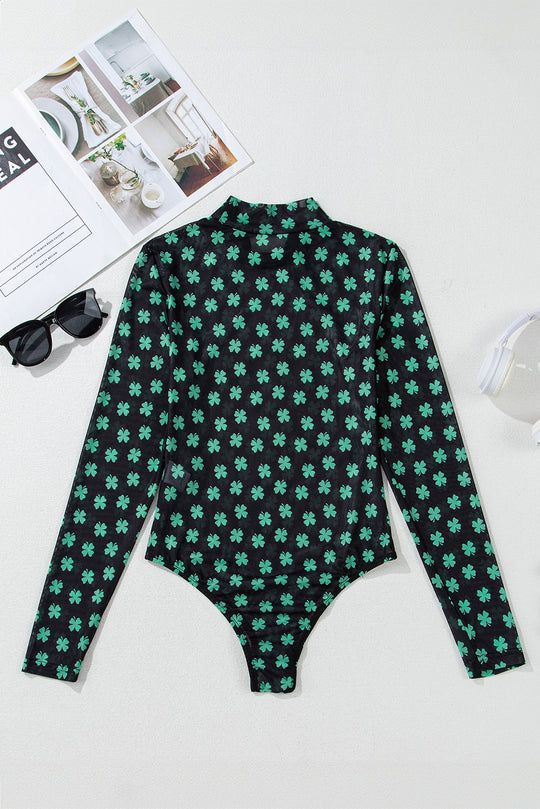 Shamrock Long Sleeve Sheer Bodysuit