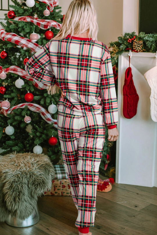 Holiday Red & Green Plaid Long Pants Lounge Set