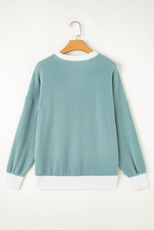 Corduroy Sequin Clover Graphic Sweater