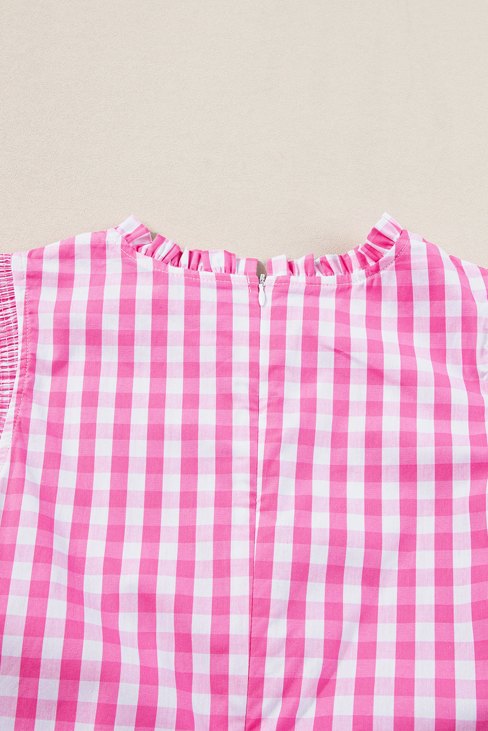 Pink Sassy Checkered Ruffled Blouse - Klazzi Fashion Boutique