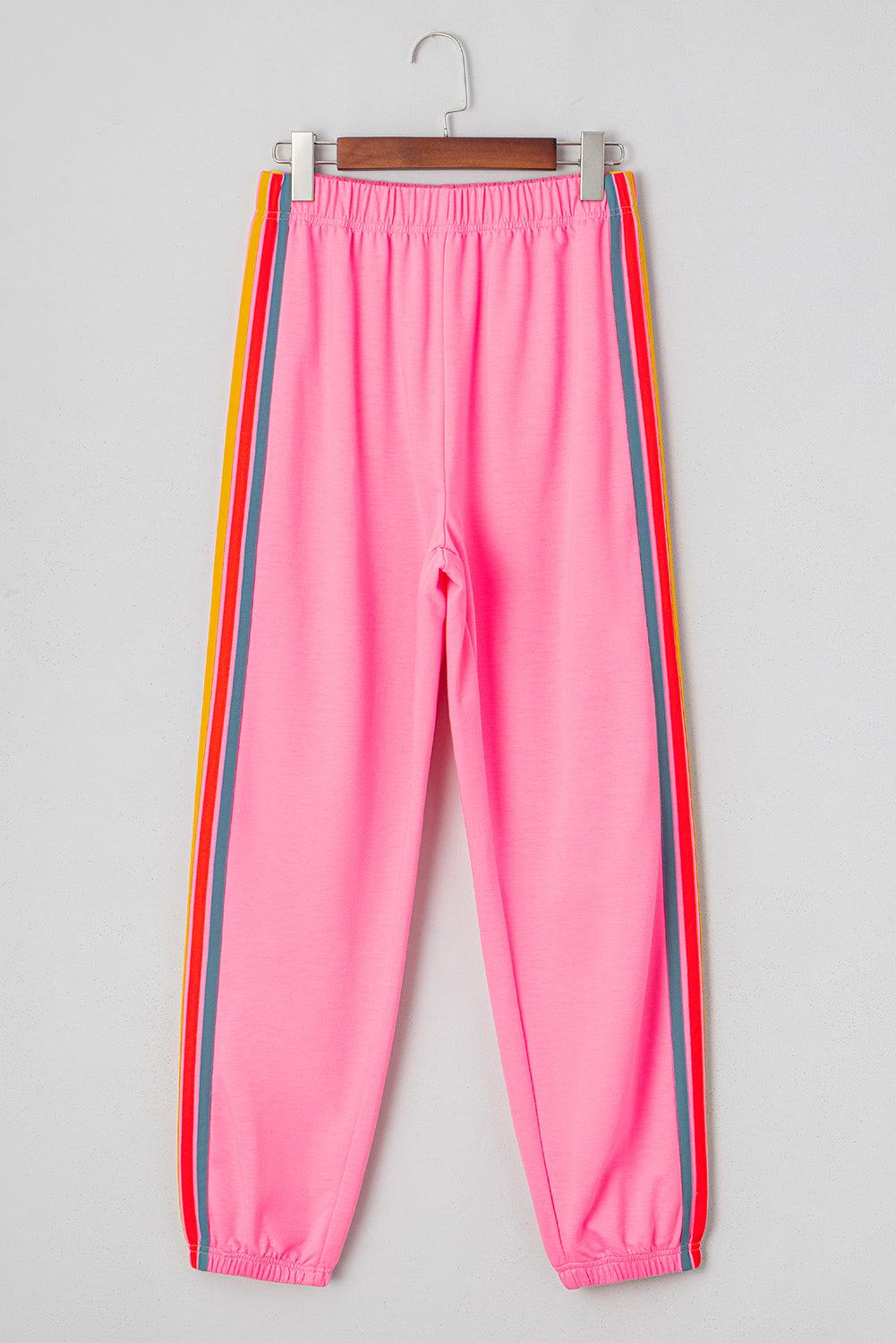 Pink Rainbow High Waist Sweatpants