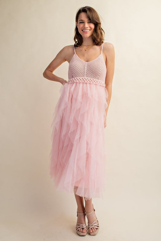 FABULOUS MIDI CROCHET TULLE DRESS