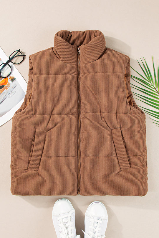 Corduroy Zip Puffer Vest