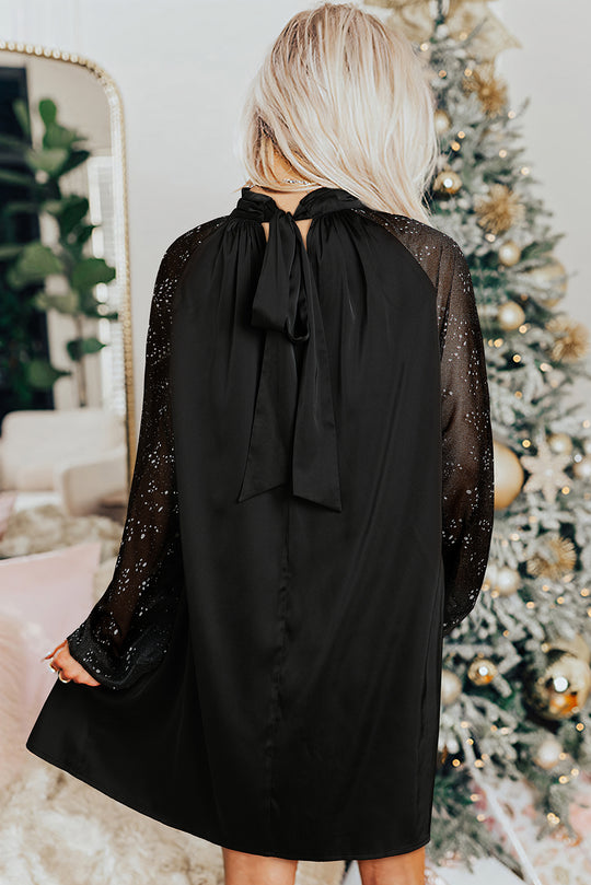 Shimmery Black Glitter Mini Dress