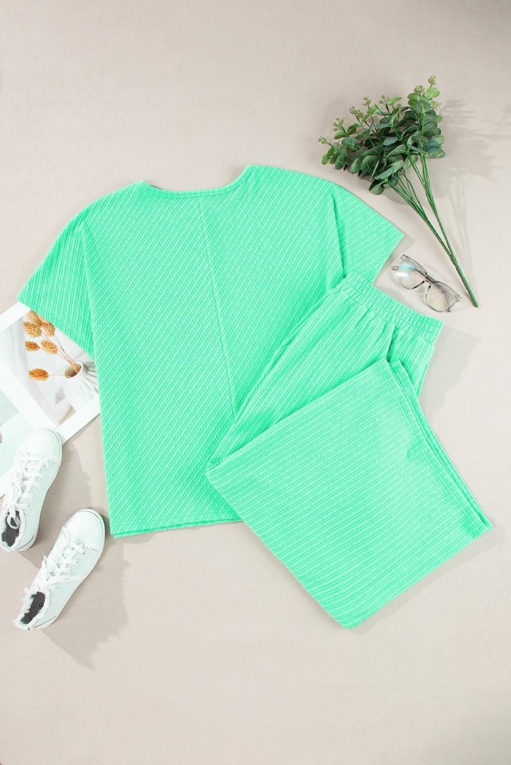 Mint Green Plus Size Wide Leg Capri Set