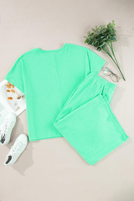 Mint Green Plus Size Wide Leg Capri Set