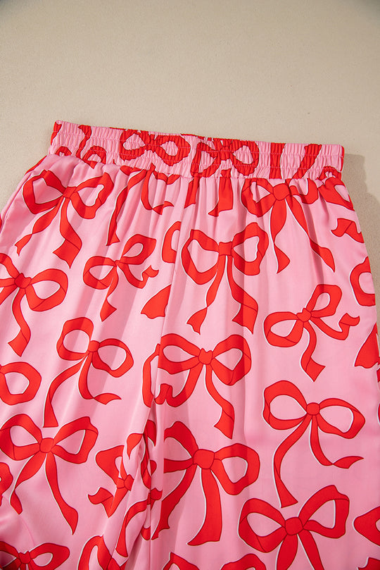 Red Bows 2 Piece Long Sleeve Pajama Pant Set