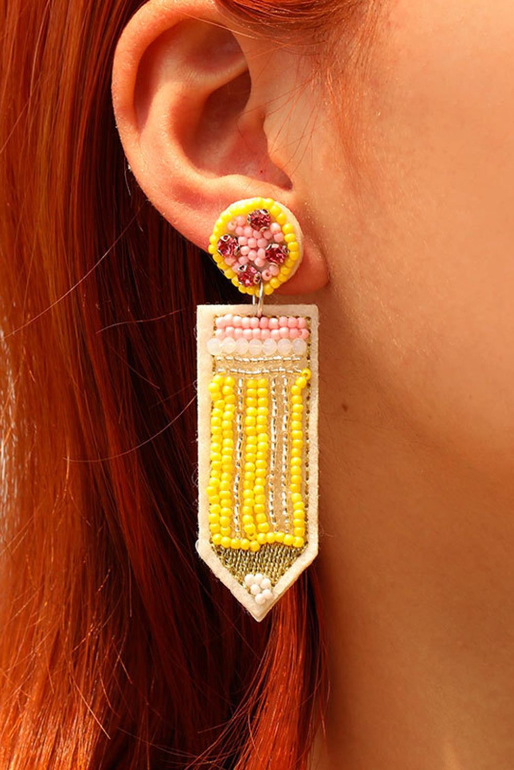 Teacher Beaded Pencil Earrings