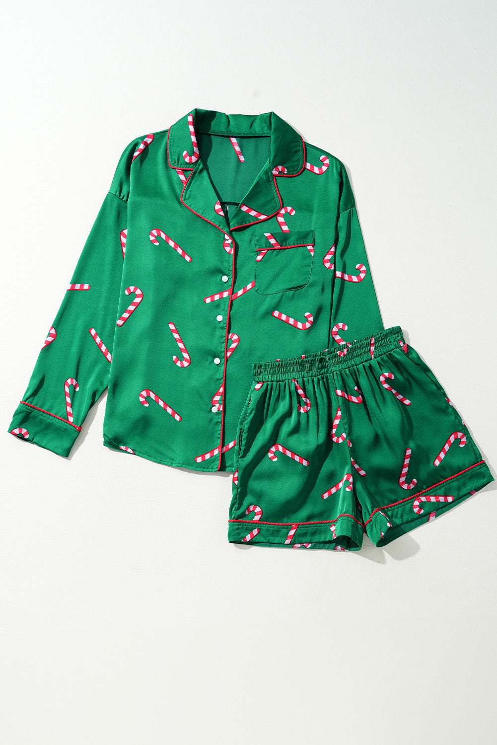 Christmas Candy Cane Shorts Set Pajamas