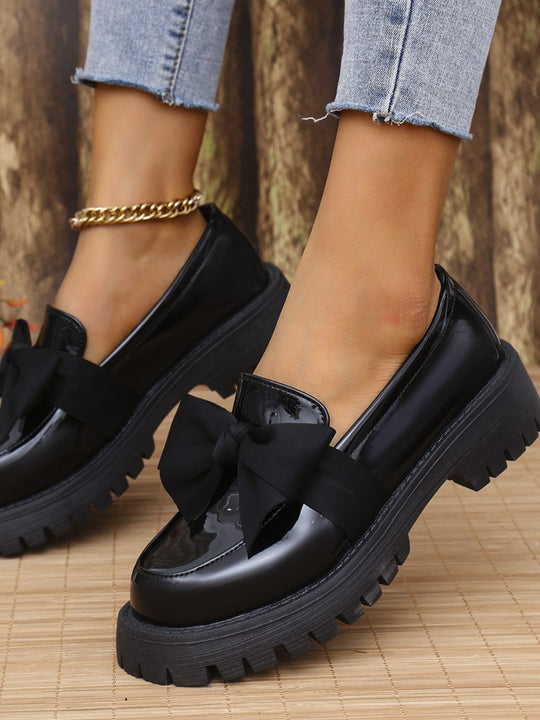 Daisy Leather Bow Loafers