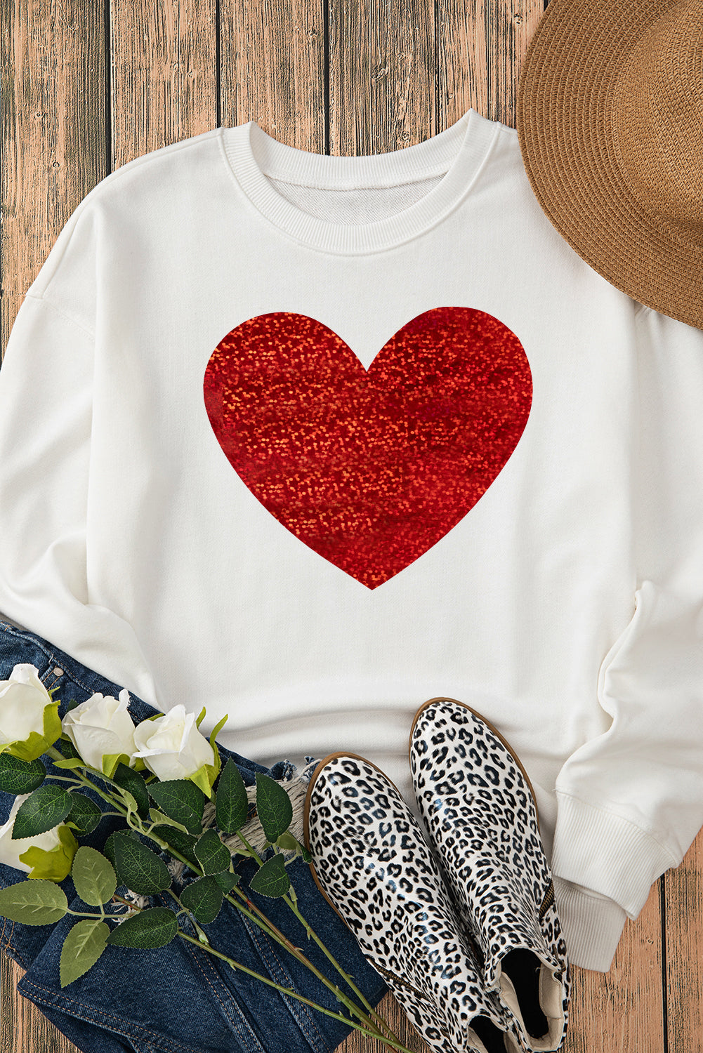 Sparkle Glitter Valentine Heart Sweatshirt