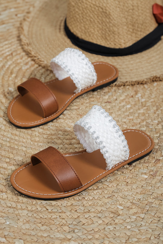 Leather Chestnut Woven Strap Sandals