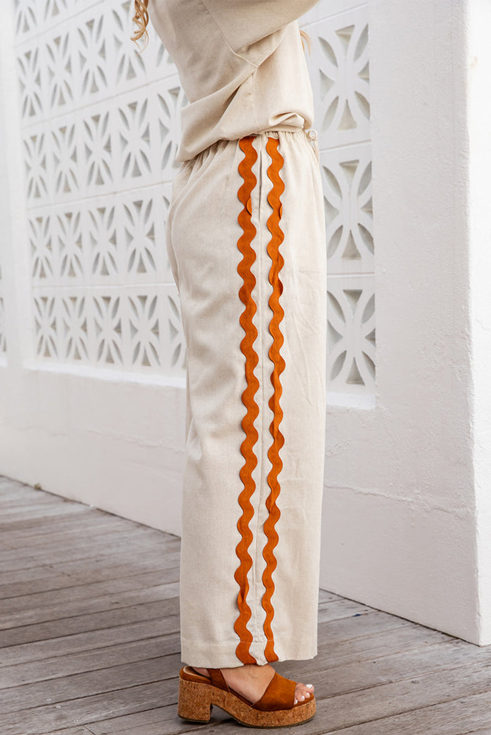 Pumpkin Spice Zig Zag Wide Leg Pants Set