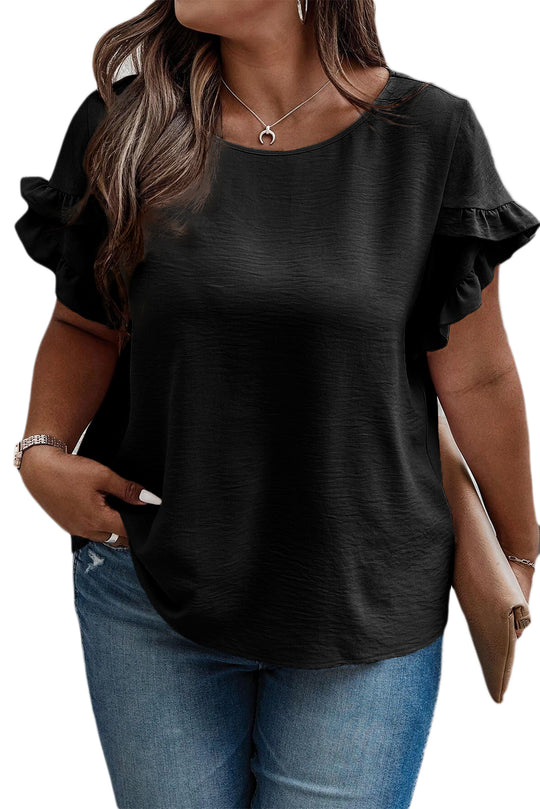 Plus Size Bright Ruffled Short Sleeve Top - Klazzi Fashion Boutique