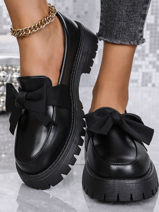 Daisy Leather Bow Loafers