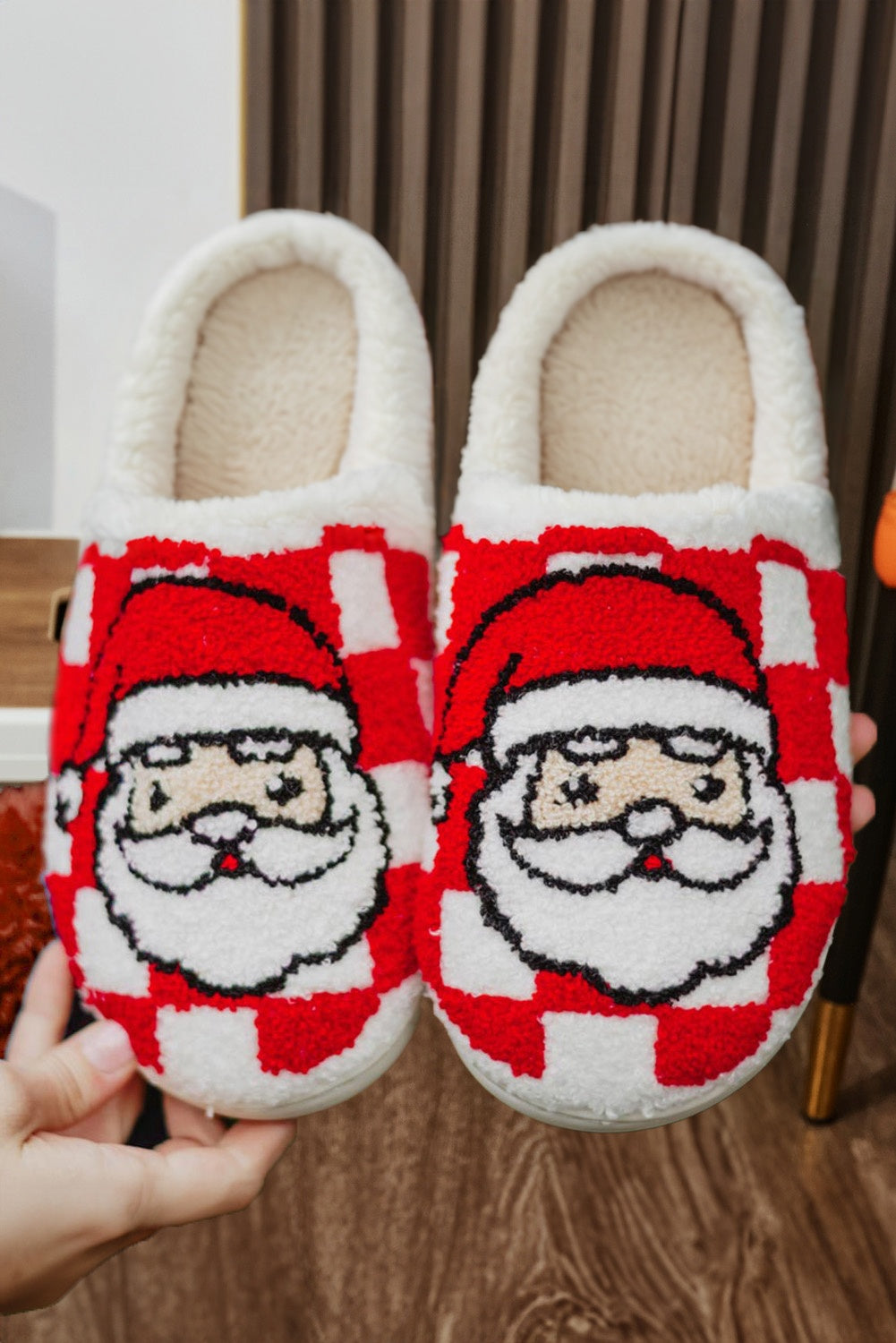 Red Checkered Santa Claus Slippers