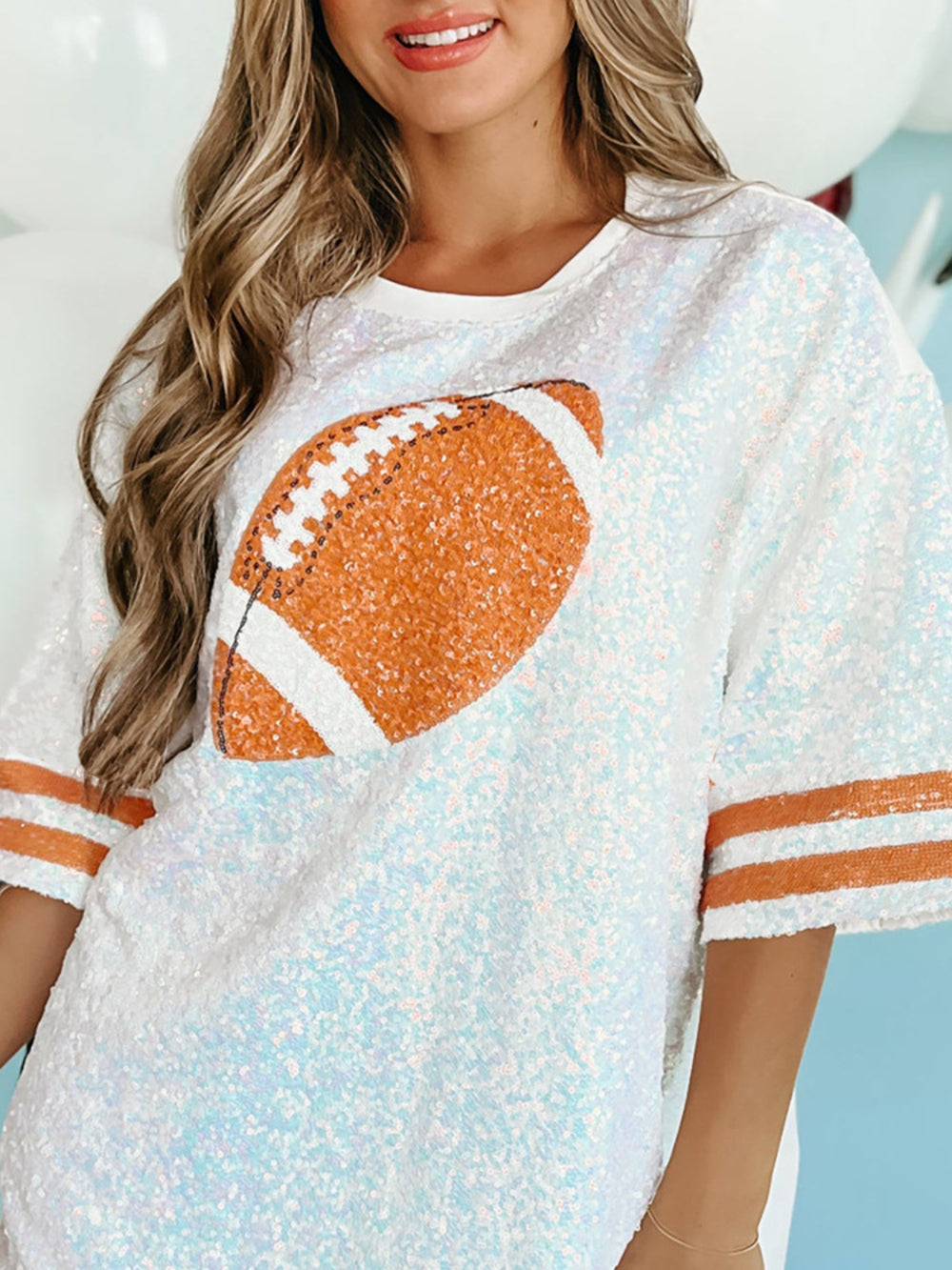 Sequin Football Half Sleeve Oversize Dress Top