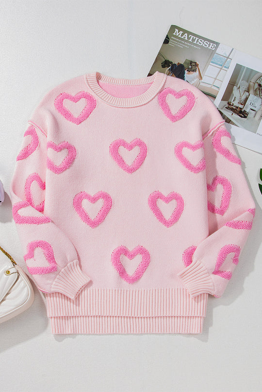 Pink Heart Baggy Sweater