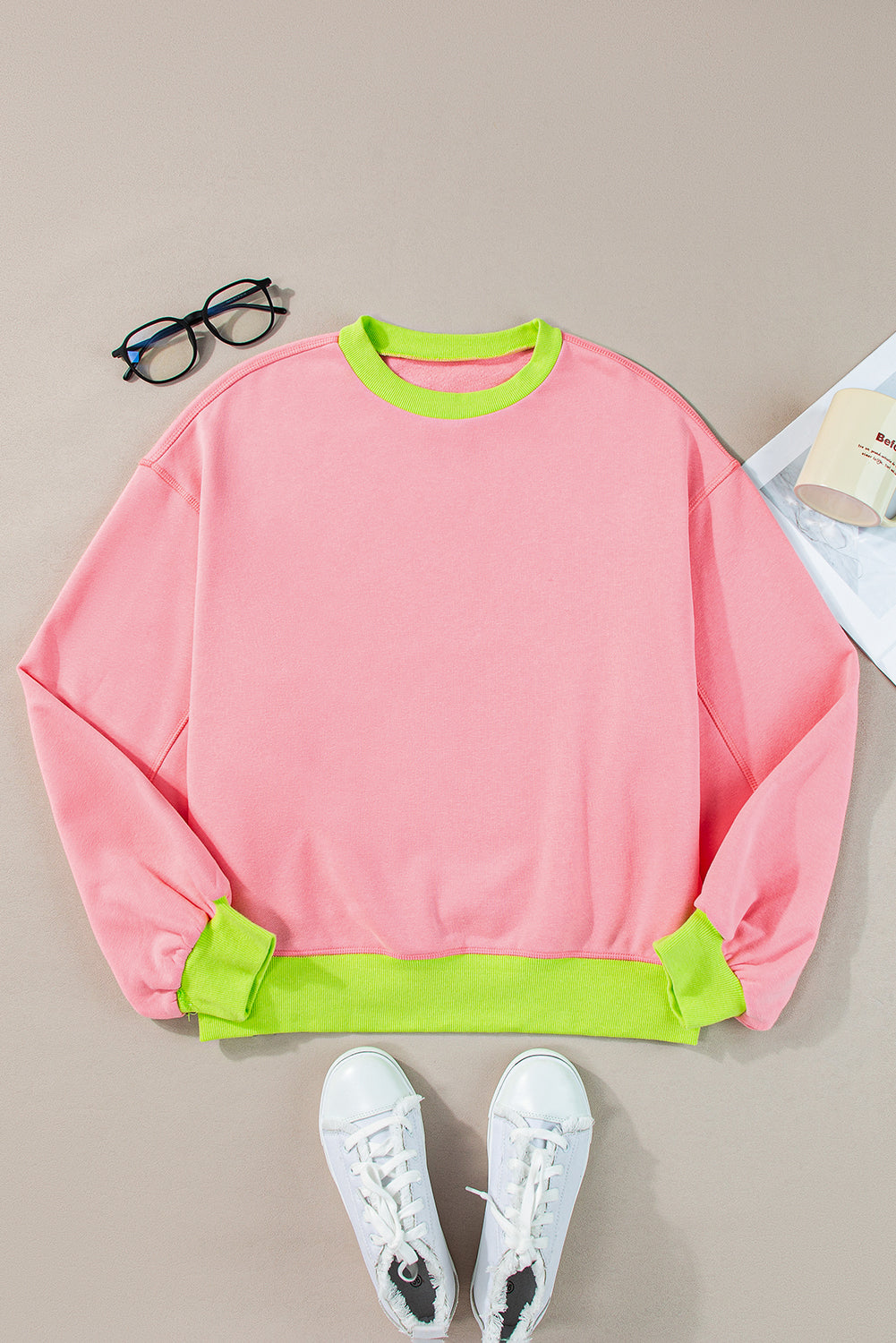 Pink and Neon Green Sweatshirt