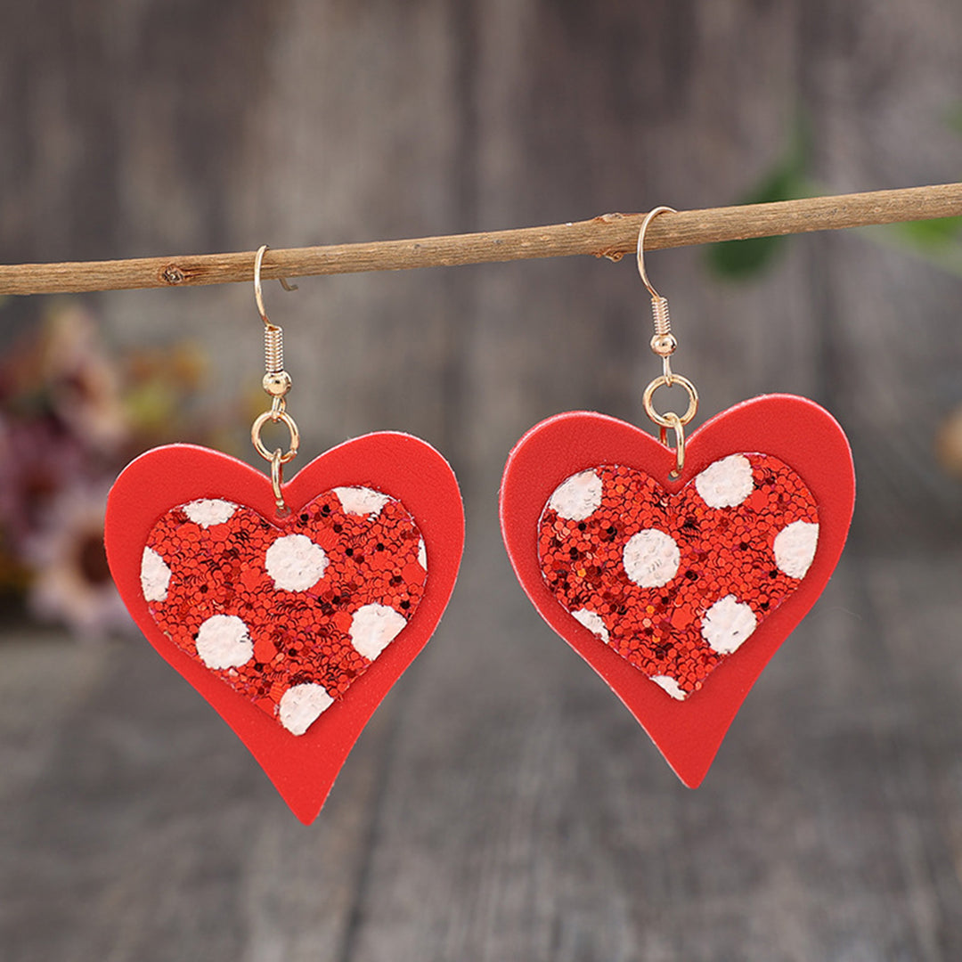 Valentine Sequin Heart Leather Earrings