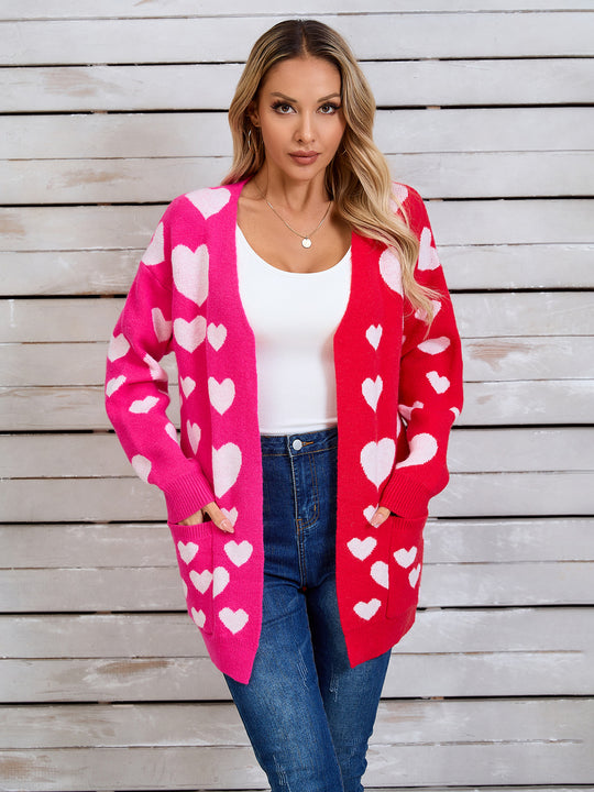 Love Hearts Valentine Long Sleeve Cardigan