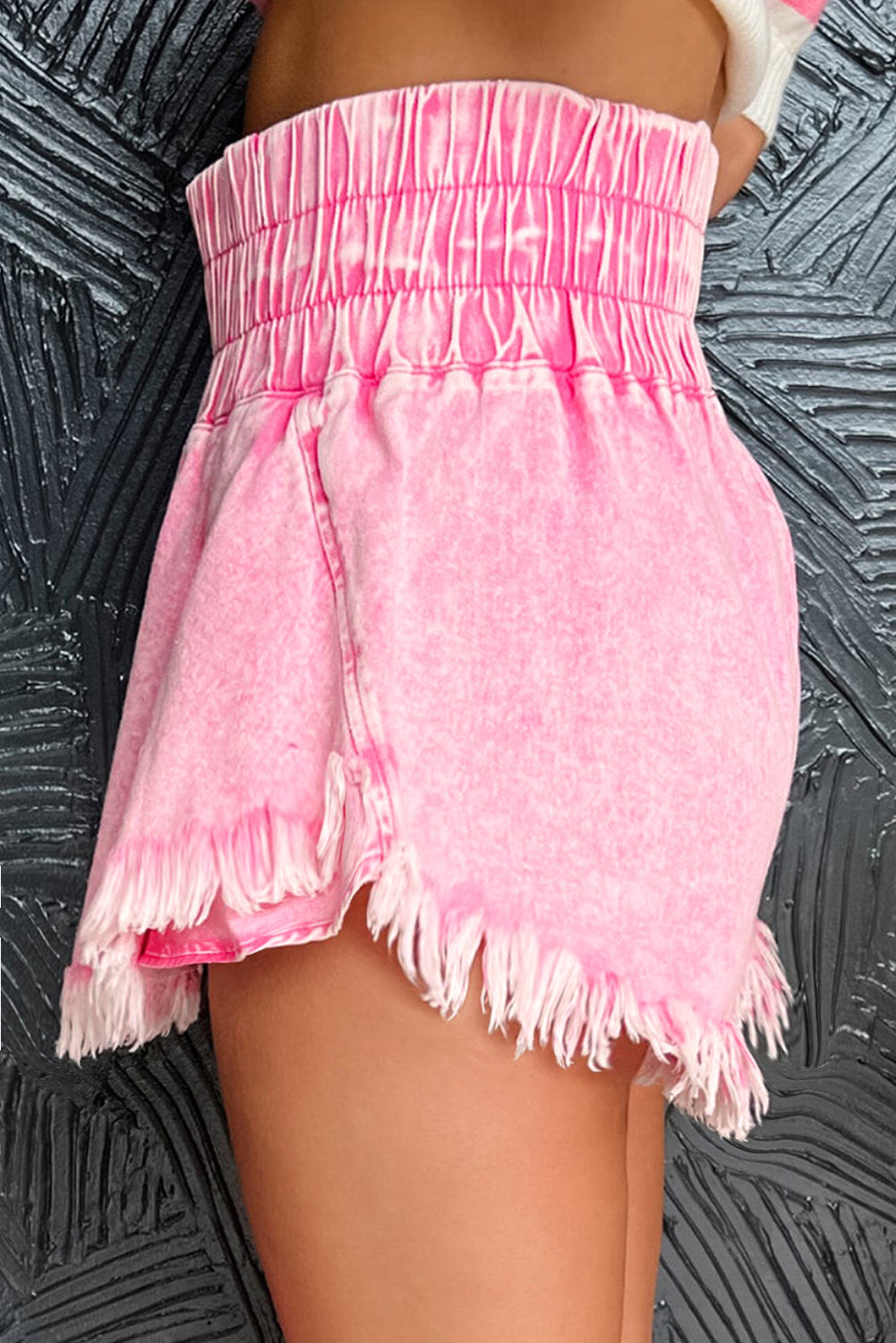 Frayed Pink Denim Skort