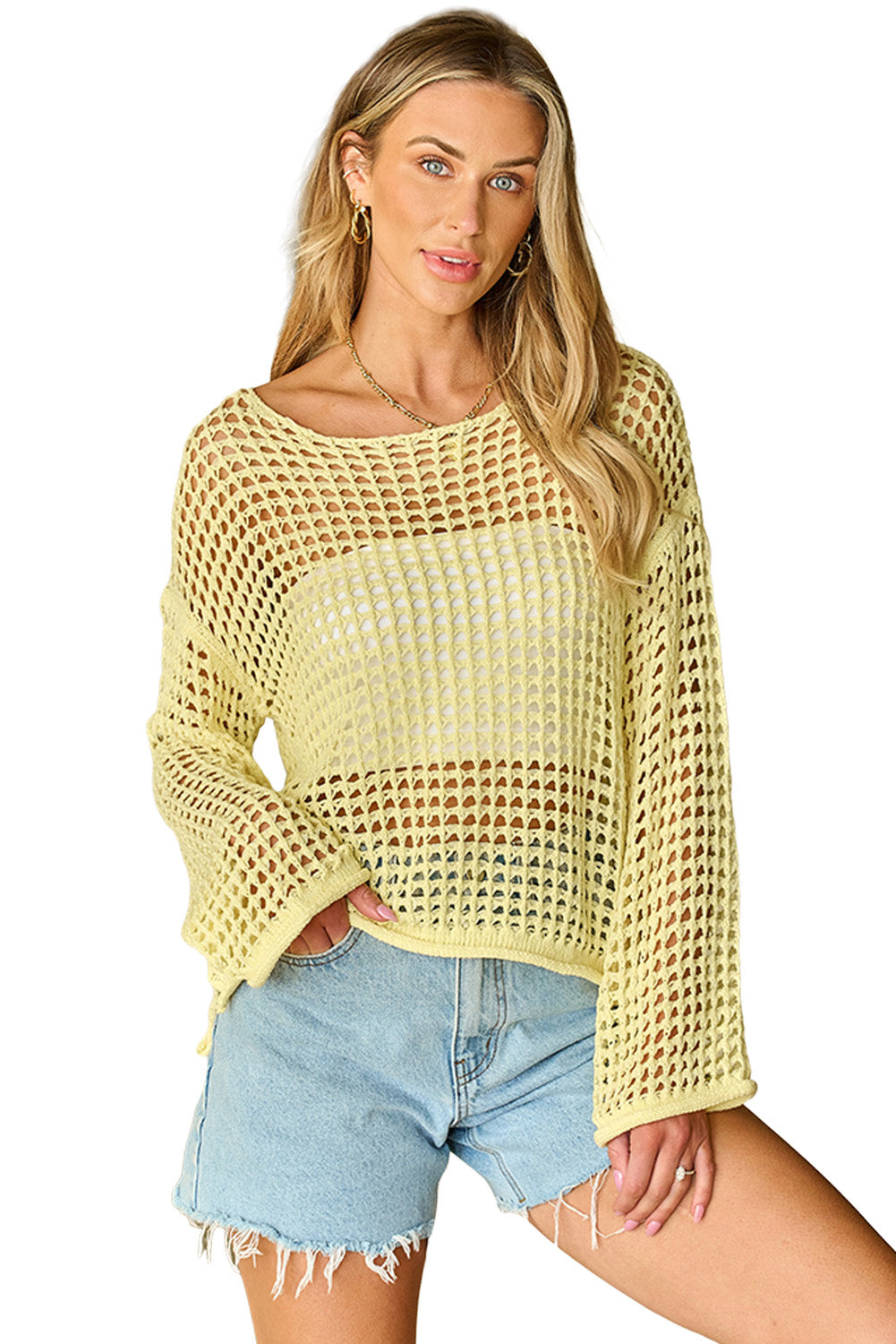 Lacey Crochet Tunic Sweater - Klazzi Fashion Boutique