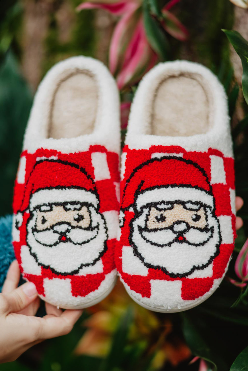 Red Checkered Santa Claus Slippers