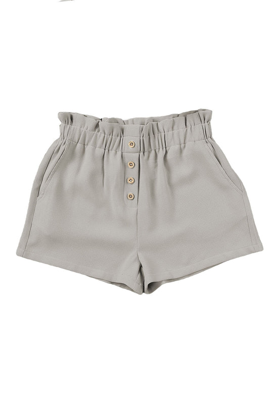 Gray Linen Mix Paper Bag Shorts - Klazzi Fashion Boutique