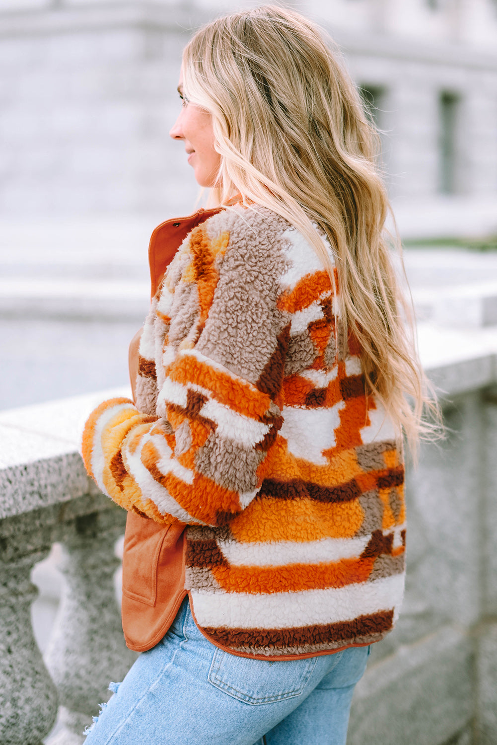 Spice Autumn Quilted Aztec Furry Jacket