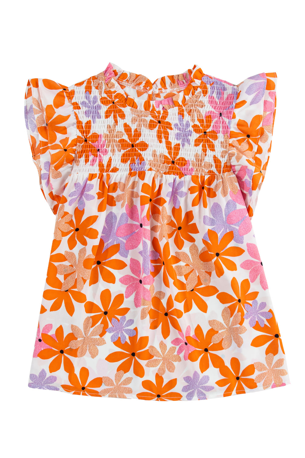 Nya Ruffled Orange and Pink Floral Top