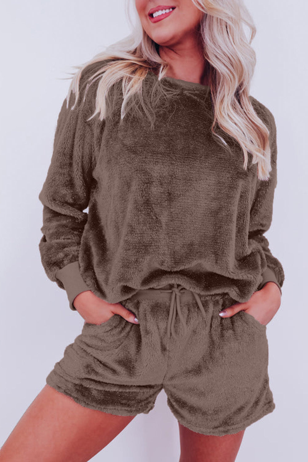 Fleece Coffee Two Piece Lounge Set