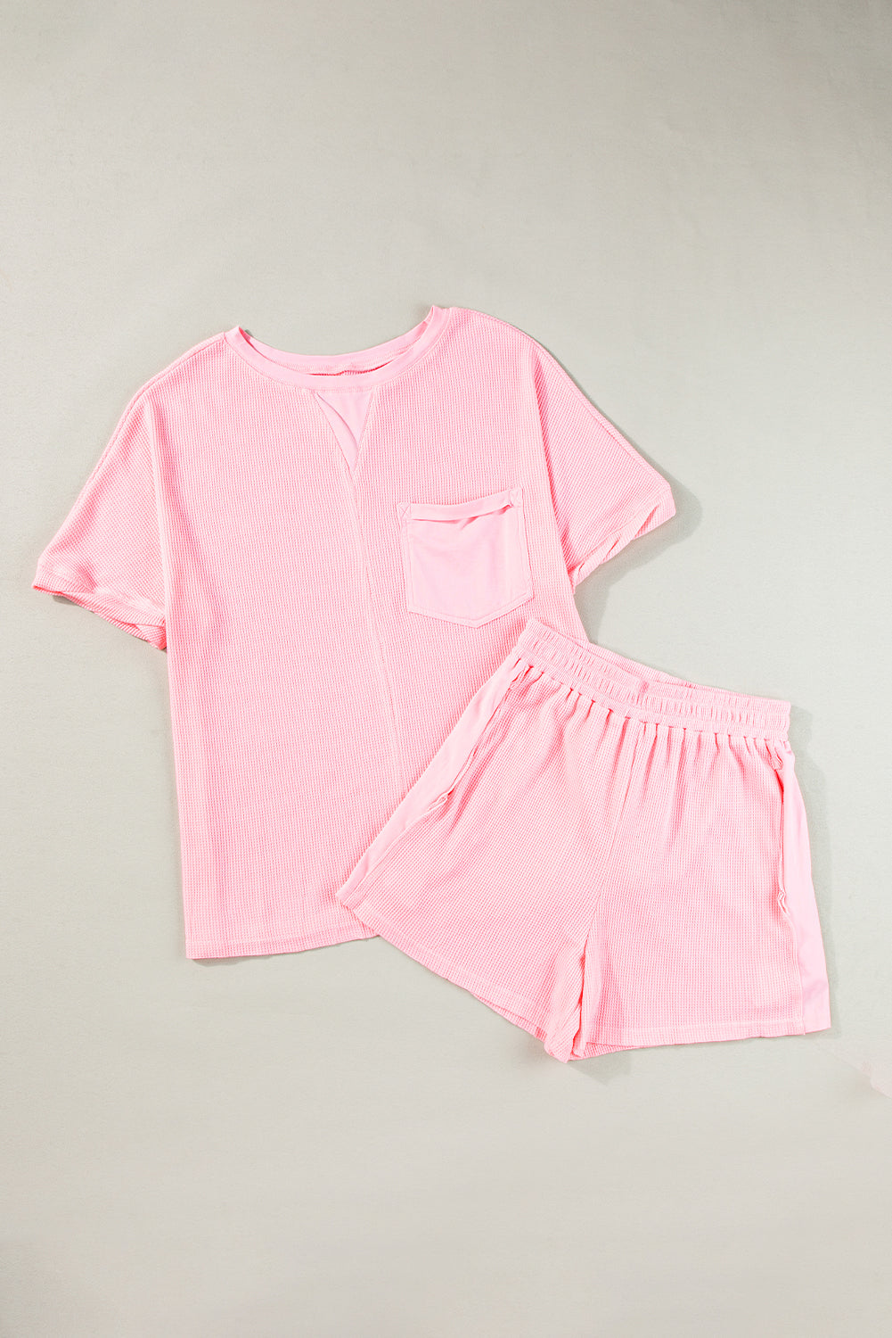 Waffle Knit Oversize Tee and Shorts Set